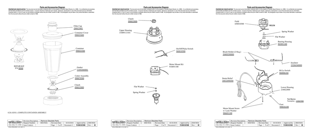 Diagram Diagram and Parts List for 1G918  Hamilton Beach Blender